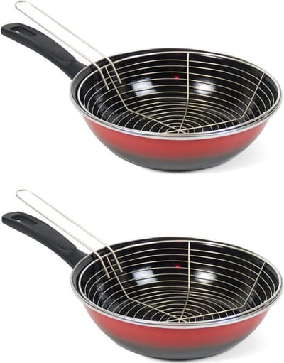 Magefesa Frituurpan - 2x stuks - RVS emaille - 27 x 7 cm - 3L - friteuse - alle hittebronnen