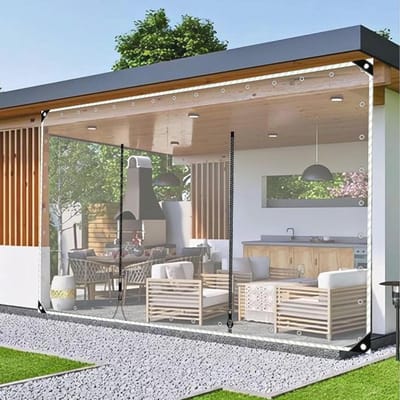 Doorzichtig Zeildoek Gordijn 3x2.2m Met Ritssluiting - Waterdichte Transparante Zijpanelen Voor Buiten