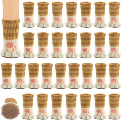 Famanu – Stoelsokken 32 stuks elastische meubelsokken schattig gebreide vilten stoelpootdoppen dikke onderkant antislip pads voor meubels tafel voorkomen krassen / lawaai voor stoelpoten van 2,5 tot 5,5 cm