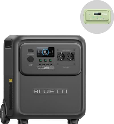 BLUETTI Elite 400 2600W - 3840Wh - Zonne-energiecentrale - Met handvatten - Wielen – Draagbare Accu - voor Camping, Thuis Noodstroomuitstapjes in de buitenlucht.