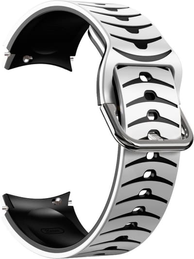 Siliconen bandje - geschikt voor Samsung Galaxy Watch 7 / Watch FE / Watch 6 / Watch 6 Classic / Watch 5 / Watch 5 Pro / Watch 4 / Watch 4 Classic - wit-zwart