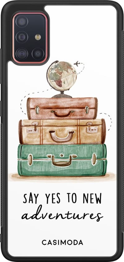 Casimoda® hoesje - Geschikt voor Samsung Galaxy A51 - Wanderlust - Zwart TPU Backcover - Tekst - Multi