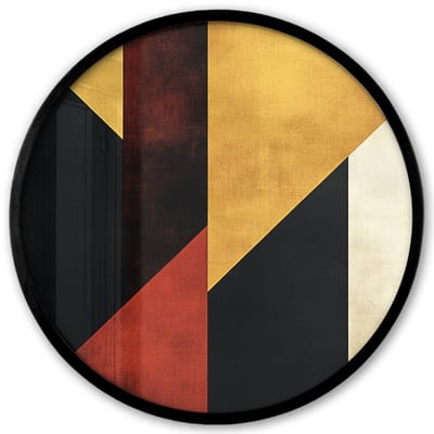 Poster in lijst Rond - Fotolijst 40x40 cm - Posters - Abstract - Herfst kleuren - Goud - Vormen - Modern - Ronde posterlijst zwart - Decoratie - Wanddecoratie woonkamer - Muurdecoratie slaapkamer