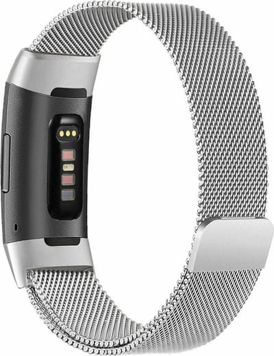 New Age Devi - Geschikt voor Fitbit Charge 4 - Milanese band - zilver - Large