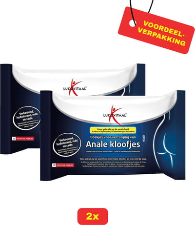 Lucovitaal Anale Kloofjes Doekjes - 2x 25 stuks Voordeelverpakking