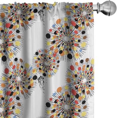 ABAKUHAUS – Abstracte geometrie gordijnen – 2x75x175 cm – microvezel wit/multicolor