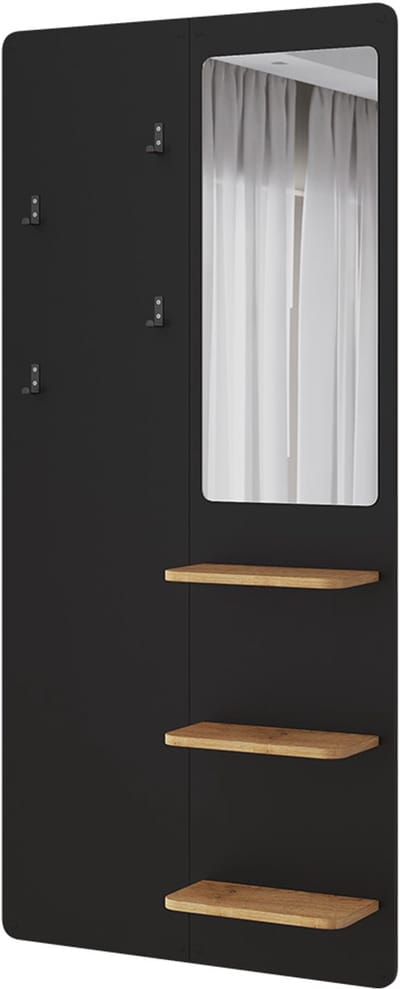 Vicco Jochen Garderobe – 70 x 150 cm met spiegel Zwart/eiken