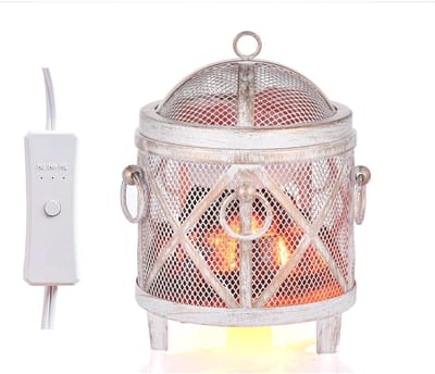 Dicimi Rustieke elektrische waxwarmer, open haardstijl kaarsenwarmer met timer, 4-in-1 wax smeltwarmer voor geurende was/oliën/wax smelt, automatische uitschakeling, energiezuinig huisdecor