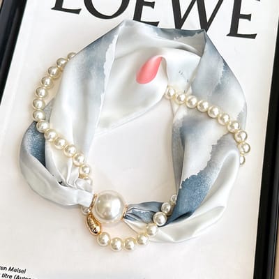 Magnetische sluiting sjaal - bedrukte halsdoek - imitatie zijde - veelzijdige dunne nekwarmer - ook te gebruiken als blouse, sjaal of decoratieve accessoire -Zonsopgang, 47*13cm