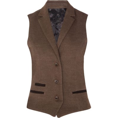 Dames Tweed jaren 1920 visgraat lichtbruin vest