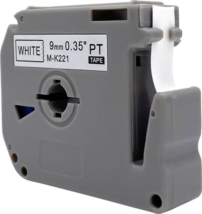 DULA Brother Compatible label tape- M-K221 - 1 cassette - Brother P-Touch - Zwart op wit - 9mm x 8m