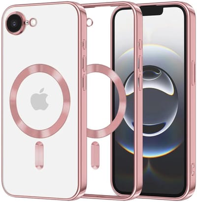 Hoesje geschikt voor Apple iPhone 17e/16e - Techsuit Luxury Crystal Back Cover - Geschikt voor MagSafe - Transparant/Roze
