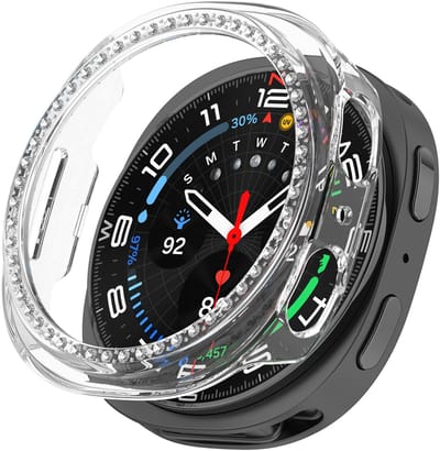 Stravo Luxe diamant hoesje voor Samsung Galaxy Watch 9 40mm / Samsung Galaxy Watch 8 40mm – Semi Cover Hard Case – Beschermend Horlogekastje zonder screenprotector – Transparent