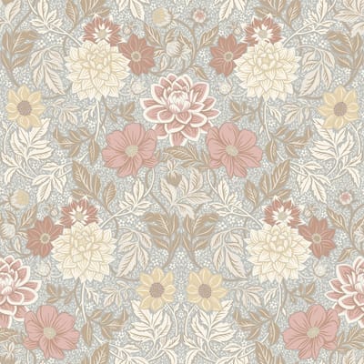 Boråstapeter Vliesbehang 7692 - Falsterbo III - Botanisch Blauw - 53cm x 10.05m