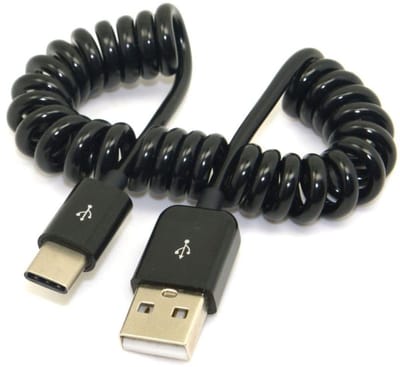 By shayne - USB C Coiled Kabel - Data en Opladen - 1.0 Meter - Geschikt voor Tablet en Mobiele Telefoon - USB 2.0 - Hoogwaardige Kabel