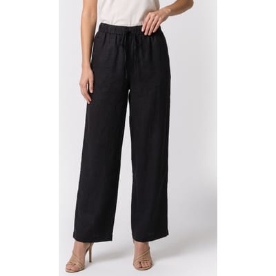 ARKET Ludvig Linen Trousers Black Maat: XXS | Wijde Broeken Outlet | Dames | Zwart