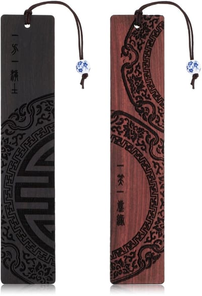 Dailygoods - Amaxiu Handgemaakte vintage houten bladwijzers, 2 stuks natuurlijke snijwerk ambachtelijke boekenleggers voor mannen, vrouwen en leraren