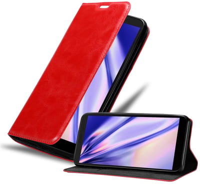 Cadorabo Hoesje geschikt voor Honor 9S / Huawei Y5P in APPEL ROOD - Beschermhoes met magnetische sluiting, standfunctie en kaartvakje Book Case Cover Etui