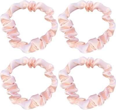 Zijdeachtige Haar Scrunchies - Set van 4 Elastische Haarbanden in Effen Kleuren voor Dames en Meisjes, Perfect voor Alle Haartypes en Stijlen