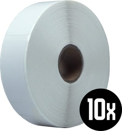 DULA Zebra kompatible Etiketten, 23 mm x 42 mm, Weiß, Permanent, Kern 25 mm, 10 Rollen, 1200 Etiketten pro Rolle