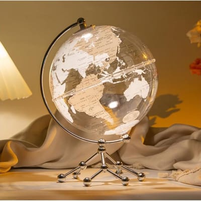 MRKK® Wereldbol Met Verlichting - Led Lamp Kinderen - Bureaulamp - Transparant