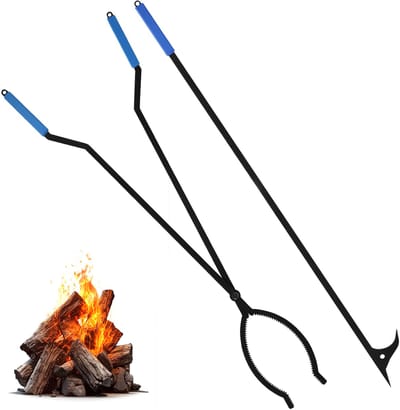 Uten Openhaard set 2 delig – Haardset – Openhaardset – Openhaard gereedschap – Inclusief pook 100 cm en haardtang 99.5 cm