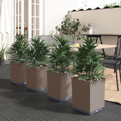 vidaXL - Plantenbakken - 4 - st - 30x30x37 - cm - polypropeen - bruin