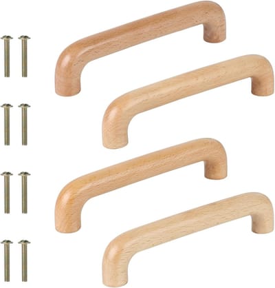 4 Stuks Meubelhandgrepen 128 mm voor Moderne Houten Meubels, Keukenladen Knoppen met Schroeven, Gebogen Ontwerp