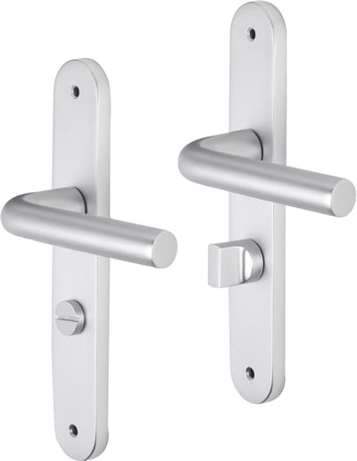 Deurkruk - Impresso Bolton - Voor binnen - Ovaal deurschild met schroeven en toiletsluiting - Aluminium - 2 stuks