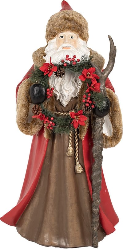 Clayre & Eef Kerstdecoratie met LED-verlichting Kerstman 65x49x122 cm Rood Kunststof