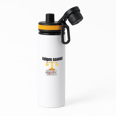 Hacebo® - Advocaat weegschaal (met eigen naam) waterfles met draaidop oranje - Advocaat - advocaten - met eigen naam - leuk cadeau voor iemand die advocaat is - cadeau - kado - water fles - 850ML