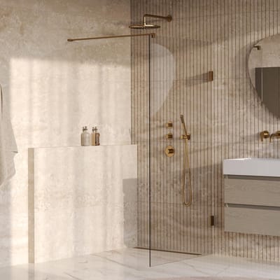 Brauer Void - Inloopdouche - Helder Glas - 90 x 200 cm - incl. Glascoating - PVD Goud Geborsteld