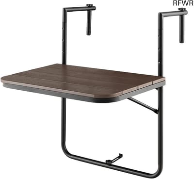 RFWR® Inklapbare Balkon Hangtafel - Verstelbare Tuintafel voor Kleinruimte, Weerbestendig en Ruimtebesparend