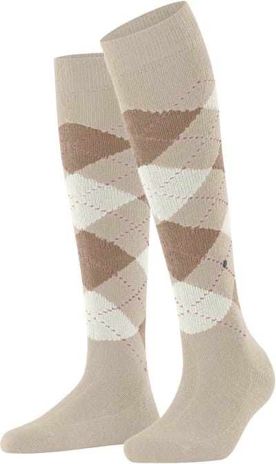 Burlington Whitby lang gedessineerd materiaal kniekousen dames bruin - maat 36-41