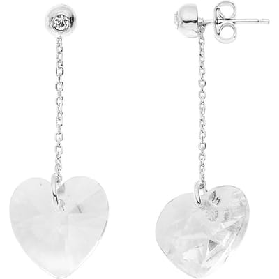 Genuine Crystal Heart Ear Hangers Swarovski Silver 925- Swarovski Tribute