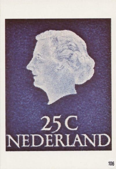 Briefkaart met afbeelding koningin Juliana postzegel