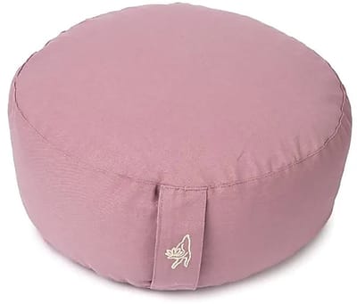 Meditatiekussen rond lila biokatoen (OCS) – 33 cm x 17 cm