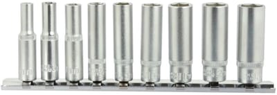 GEKO Diepe dopsleutelset - 6-punts - 5-13 mm - 9-delig - CrV staal