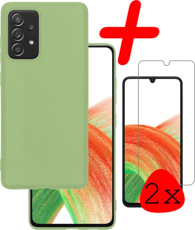 Hoesje Met 2x Screenprotector - Geschikt voor Samsung Galaxy A33 - Sterk & Shockproof - Back Cover - Siliconen Case - Telefoon Hoes - Groen