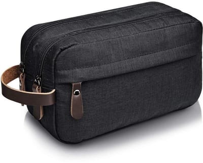 GELLDG Toilettas Heren - Waterafstotende Nylon Toiletzak met Haak 3.4L - Georganiseerde Compartimenten - Geschikt voor Reizen en Dagelijks Gebruik - 25x9x15cm - Zwart