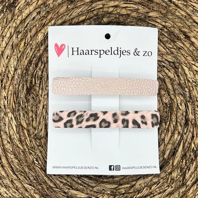 French Barrette - 10 cm speld / clip - meiden - dames - volwassenen - panter - roze