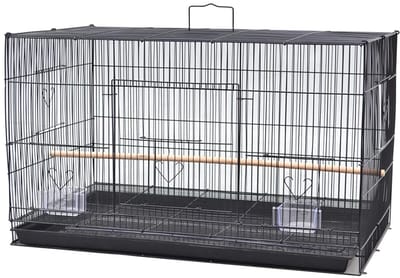 M-Goods Vogelkooi Groot voor Binnen - Parkietenkooi - Papegaaienkooi - Ruime Kooi met Houten Zitstokken en Voerbakken - 75,5 x 45 x 45 cm