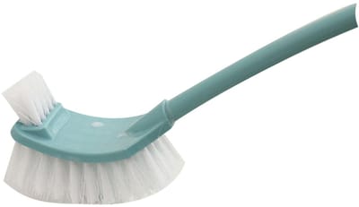 Dailygoods- Toiletborstel Compact - Toiletborstel met Houder - Gebogen Ontwerp - Lange Handgreep - Thuis Gebruik - Blauw - Toiletborstelset