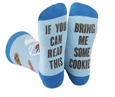 SilverAndCoco® - Koekjes Sokken / Gekke Vrolijke Foute Happy Vaderdag Kleding / Leuke Grappige Dikke Warme Heren Vrouwen Socks / Sok Outfit Katoen / Mannen Vrouwen Sinterklaas Schoen Kerst Cadeau Tekst - If you can read this Bring me Cookies