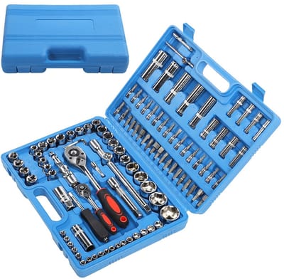 108-delige ratelsleutelset 1/4 inch 1/2 inch CR40 stalen doppenset, gereedschapskoffer, handgereedschapset