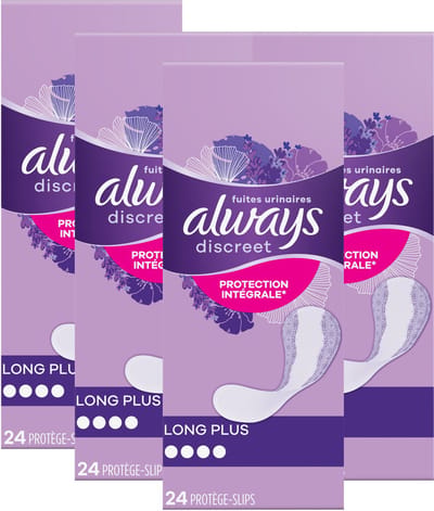 Always Discreet Long Plus Inlegkruisjes Voor Urineverlies - Voordeelverpakking 4 x 24 stuks