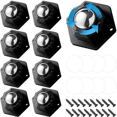 Set van 8 Zware Meubelwielen met Zelfklevende Adhesie en 360° Rotatie voor Meubels, Keuken en Opslagdozen - Tot 300 kg Draagvermogen