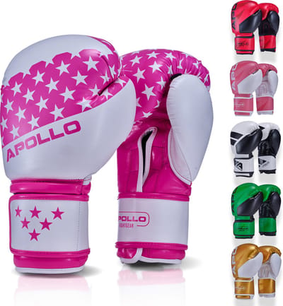Apollo Bokshandschoenen, PU-Leer, Thaibokshandschoenen, Voor Bokszak, Training, Sparring, Fitness, MMA-Handschoenen, Kickbokshandschoenen, Bokshandschoenen Dames en Heren 12/14/16 oz