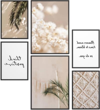 Poster Set - Wanddecoratie Prints - Woonkamer Decoratie - Verschillende Maten - 2x A4 4x A5 - Bohemian Stijl