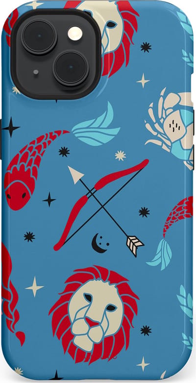 Casetastic hoesje geschikt voor Apple iPhone 15 - MagSafe - Dubbellaagse bescherming - Zodiac in verbinding - Fashion Case - Petrol Bordeaux Grijs